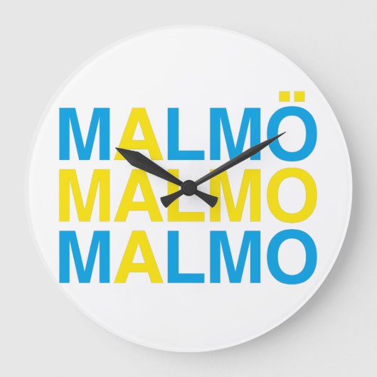 MALMOスウェーデン国旗 ラージ壁時計 (正面)