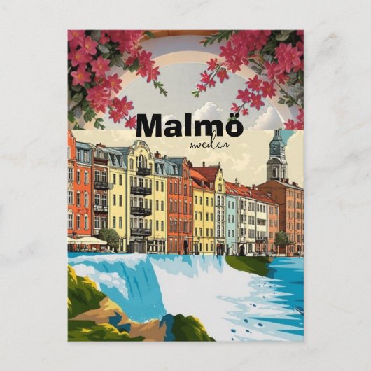 Malmö Sweden Travel Poster ポストカード (正面)