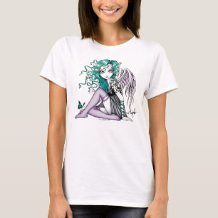 "Malory"のかわいい入れ墨のすみれ色の天使のタンクトップ Tシャツ