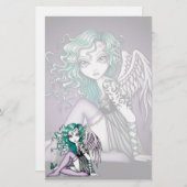 "Malory"のかわいい入れ墨のすみれ色の天使の芸術の文房具 便箋 (正面/裏面)