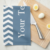 Malta Blue Wave Chevronカスタマイズ可能 キッチンタオル (四つ折り)