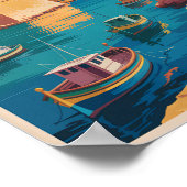 Malta Coast Illustration Travel Art Vintage ポスター (角)
