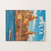 Malta Illustration Travel Art Vintage ジグソーパズル (横)