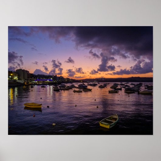 Malta St. Paul's Bay By Night Photography ポスター (正面)