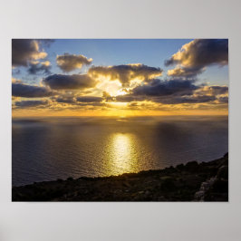 Malta Sunset Over Mediterranean Sea Photography ポスター