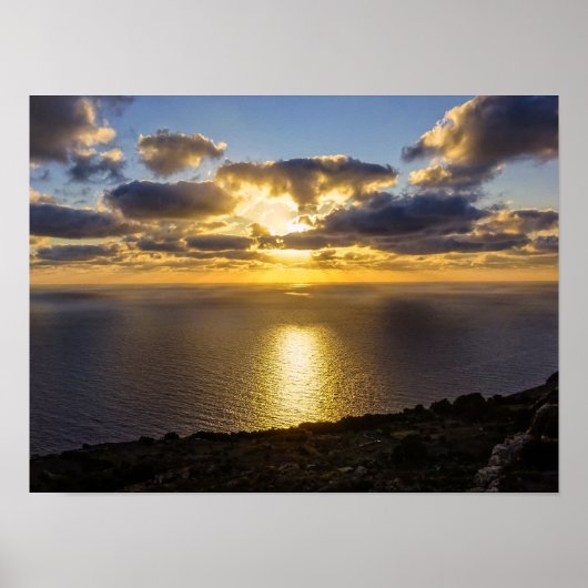Malta Sunset Over Mediterranean Sea Photography ポスター (正面)