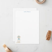 Maltese Bichon Dog Bow Personalized Stationery ノートカード (正面/裏面インサイチュ)