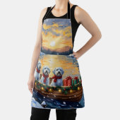 Maltese Christmas Boat Holiday エプロン (インサイチュ)