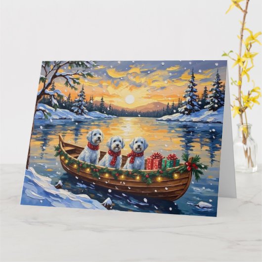 Maltese Christmas Boat Holiday カード (黄色い花)