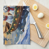 Maltese Christmas Boat Holiday キッチンタオル (四つ折り)