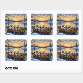 Maltese Christmas Boat Holiday スクエアシール (シート)