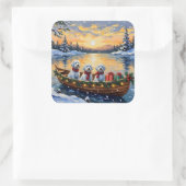 Maltese Christmas Boat Holiday スクエアシール (バッグ)