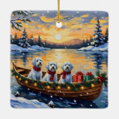 Maltese Christmas Boat Holiday セラミックオーナメント (裏面)