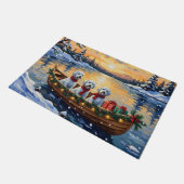 Maltese Christmas Boat Holiday ドアマット (アングル)