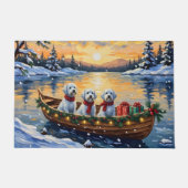Maltese Christmas Boat Holiday ドアマット (正面)