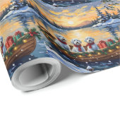 Maltese Christmas Boat Holiday ラッピングペーパー (ロールコーナー)