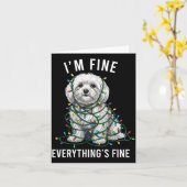 Maltese Christmas I'm Fine Everything Is Fine カード (黄色い花)