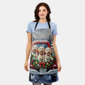 Maltese Christmas Red Truck Holiday エプロン (着用した状態)