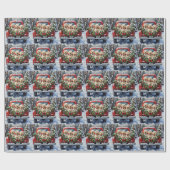 Maltese Christmas Red Truck Holiday ラッピングペーパー (フラット)