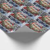 Maltese Christmas Red Truck Holiday ラッピングペーパー (角)