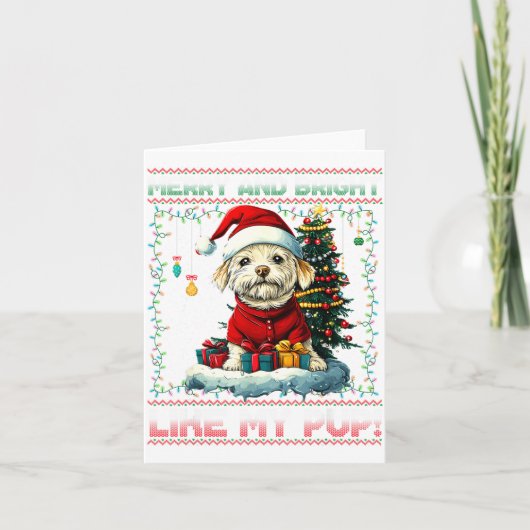 Maltese Christmas Tree Lights Decorations Dog Love カード (正面)