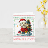 Maltese Christmas Tree Lights Decorations Dog Love カード (黄色い花)