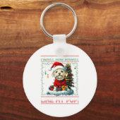 Maltese Christmas Tree Lights Decorations Dog Love キーホルダー (正面)