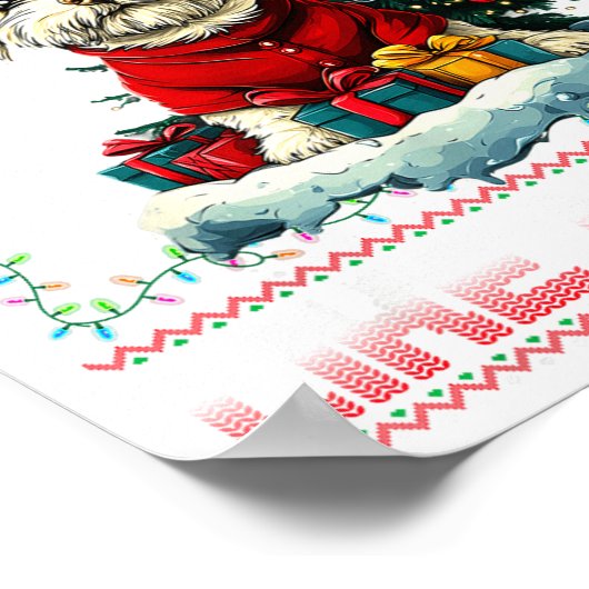 Maltese Christmas Tree Lights Decorations Dog Love ポスター (角)