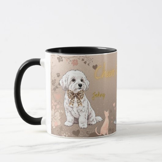 “Maltese Couple” dog Mug マグカップ (左)
