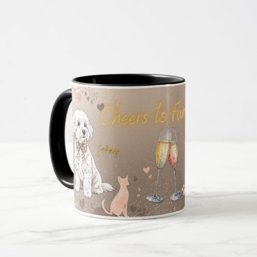 “Maltese Couple” dog Mug マグカップ (正面左)