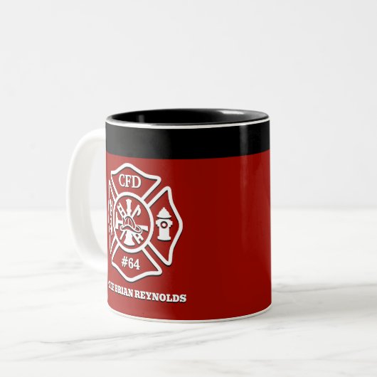 Maltese Cross Personalized Firefighter ツートーンマグカップ (正面左)