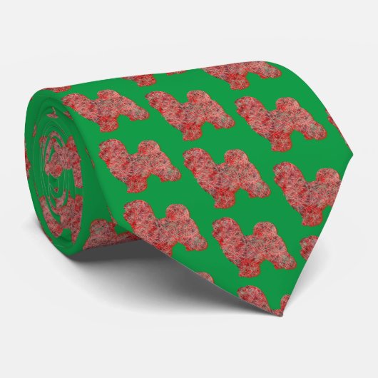 Maltese Cute Christmas Dog Silhouette Green Neck ネクタイ (ロール)