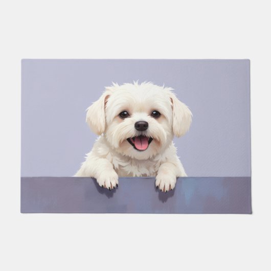 Maltese Dog Doormat Art ドアマット (正面)