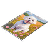 Maltese Dog Flower Field Painting ノートブック (左側)