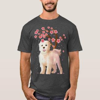 Maltese Dog Japanese Sakura Cherry Blossom Flower Tシャツ