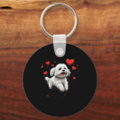 Maltese Dog Love Heart For Valentines Day Maltese  キーホルダー (正面)