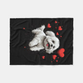 Maltese Dog Love Heart For Valentines Day Maltese  フリースブランケット (正面(横))