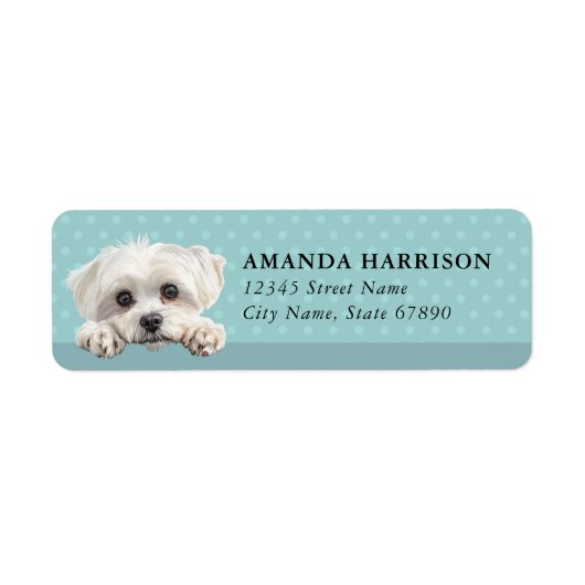 Maltese Dog Return Address Labels ラベル (正面)