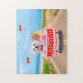 Maltese Dog Valentine's Day Truck ジグソーパズル (縦)