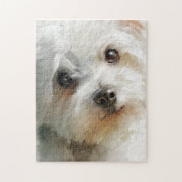 Maltese dog watercolor portrait ジグソーパズル