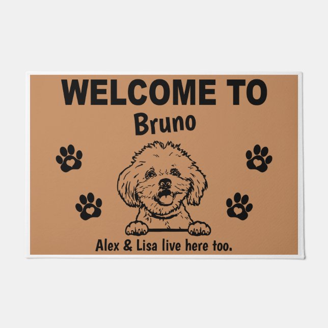 Maltese Dog Welcome Home Personalized Custom ドアマット (正面)