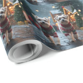 Maltese Dogs Christmas Snow Holiday ラッピングペーパー (ロールコーナー)