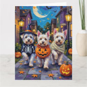 Maltese Dogs Trick-or-Treating Halloween Costumes カード (正面)