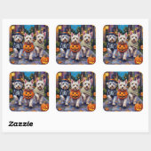 Maltese Dogs Trick-or-Treating Halloween Costumes スクエアシール (シート)