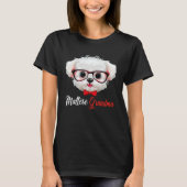 Maltese Grandma Headband Glasses Tシャツ (正面)