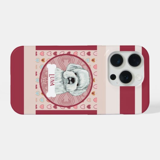 Maltese + name Valentine Heart iPhone 11 Pro Case iPhoneケース (裏面横)