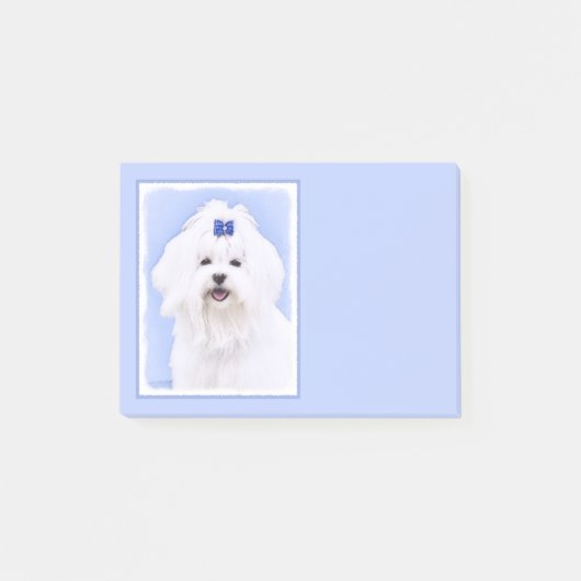Maltese Painting - Cute Original Dog Art ポストイット (正面)