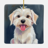 Maltese Puppy | White Dog Painting セラミックオーナメント (裏面)