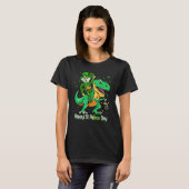 Maltese Riding Dinosaur Patricks Day Shamrock Tシャツ (正面フル)