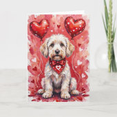 Maltese Valentine’s Day Dog with Hearts Red カード (正面)